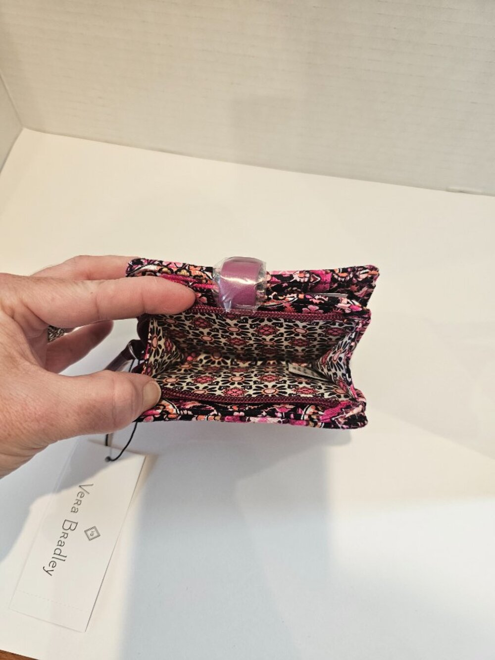 NWT Vera Bradley Iconic RFID Small Wallet Raspberry Medallion Pink Paisley - Picture 3 of 8